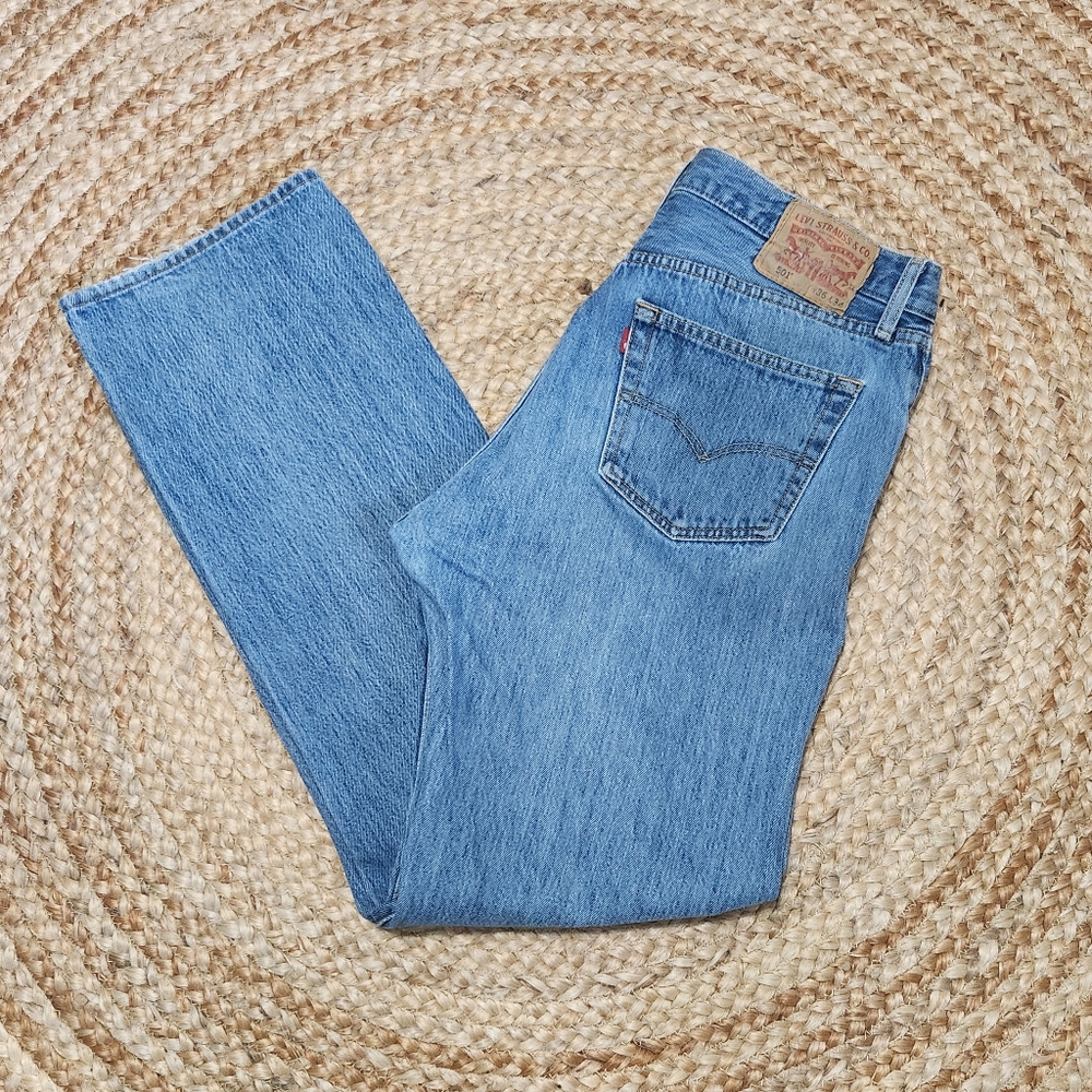 Levis 501 36x34 Button Fly Jeans Medium Wash Straight Leg Denim Classic